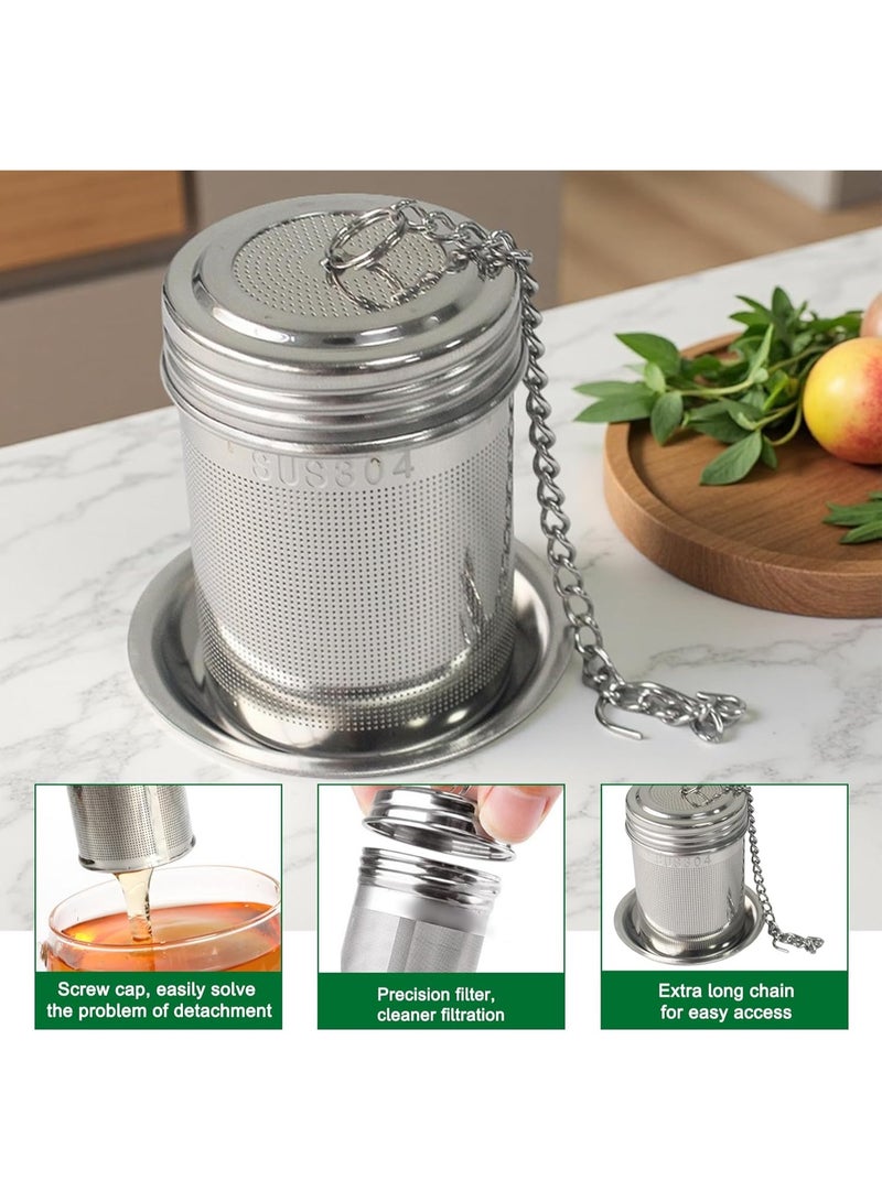 Stainless Steel Tea Infuser, Tea Infuser for Loose Tea, with Drip Trays and Lid, Extra Fine Mesh Tea Infuser, for Loose Leaf Tea, Herbal Tea, Mugs Teapots Spice(Diameter 3.8cm) - Image 5